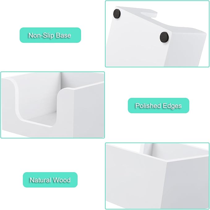 Bivvclaz Wood Sticky Note Holder, 3 x 3 Inch Post It Note Dispenser for Office Desk Accessories, Self Stick Note Pad Holder, Memo Pad Holder Dispenser Organizer for School Office Desk Supplies, White
