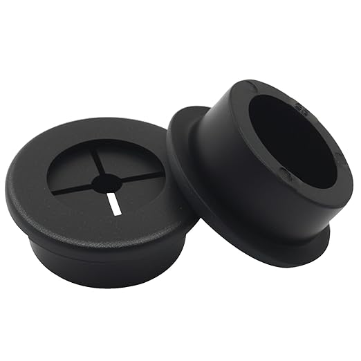 Hordion 2PCS Rubber Grommet 1 Inch (25mm), Desk Grommet Black Wire Hole Cover for Office Computer Desk Wire Cable Cord Organizer