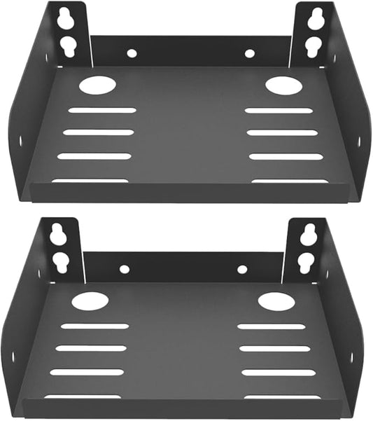 JINGCHENGMEI 2 Pcs of Metal Mini Wall Mounted Floating Shelf for Small AV or TV Accessories, Depth 4.7" x Width 6" Small Display Shelf for Storage in Bathroom Bedroom Living Room Kitchen (6 Inches)