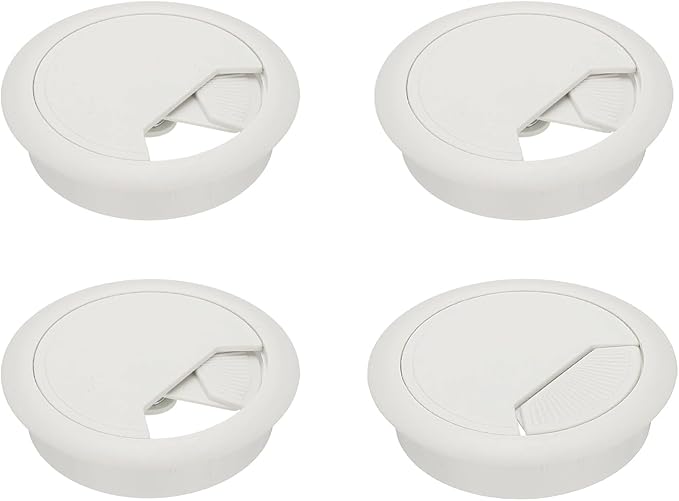 PATIKIL Desk Grommet 2.4", 4 Pcs Plastic Desk Hole Cover Cable Grommet Cord Hole Cover Table Wire Organizer for Home Office Wires Cables Through The Countertop, White