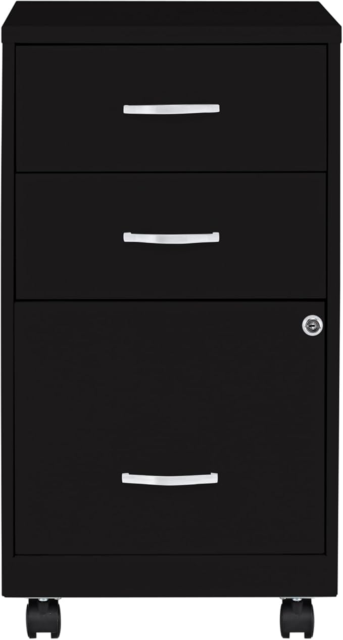 NuSparc Mobile 3 Drawer Locking Pedestal File Cabinet | Pre-Assembled Steel Construction | Perfect for Small and Home Office | Letter-Size | Assembled in USA