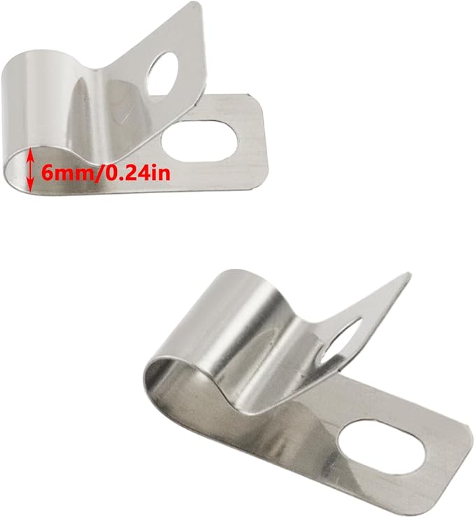 Antrader R-Type Cable Clips,6mm/0.24" Cable Clamps with Screws,304 Stainless Steel,100Pcs