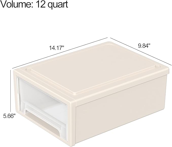 12 Quart Plastic Stacking Drawers, Stackable Desktop Storage Unit Drawers, 4 Packs