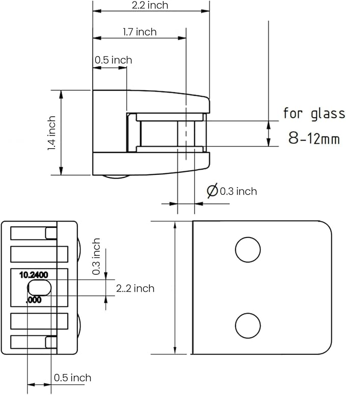 Glass Clamp,4PCS Stainless Steel 304 Brushed Glass Holder Shelf Bracket for 5/16 "-1/2" Thick for Railing, Stairs Holder