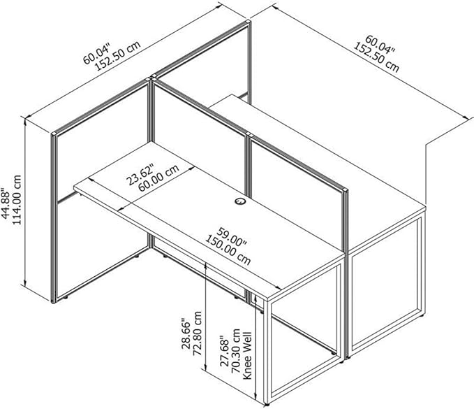 Bush Business Furniture Cubicle Desk with Privacy Panels | Easy Office Collection Two Person Table Workstation | 60Dx60Wx45H