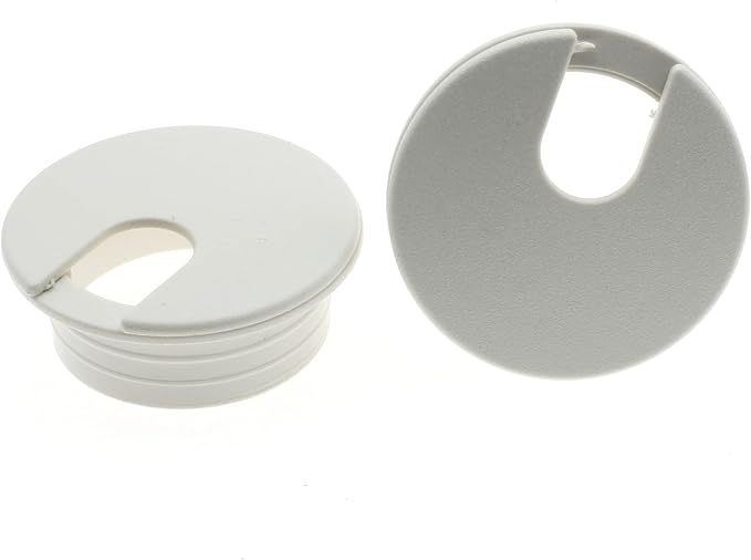 1-3/8 Inch (35 mm) U-Shaped Opening Desk Grommet 2 Pcs ABS Plastic Cable Hole Cover Cable Cord Grommet to Arrange Wires & Cords Through Computer Table/Countertops (White)
