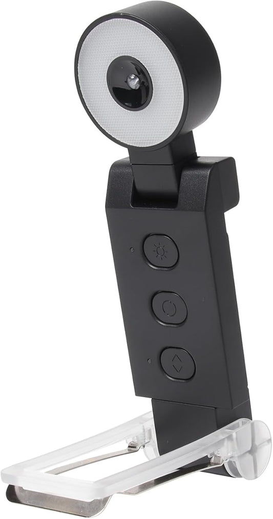 Book Light,USB Rechargeable Clip-On Reading Light,30 Adjustable Modes,Eye-Caring,Flashlight with Timer, Perfect for Book Lovers/Travel(Black, Round)