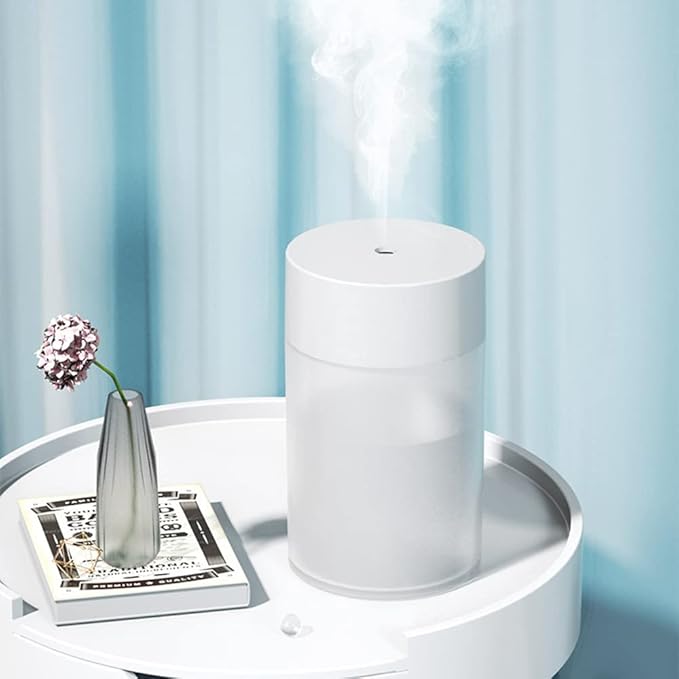 Mini Humidifier, USB Power Supply, Suitable for Study Room, Bedroom, Baby Room, Office, Car, With 7 Color LED, Air Humidifier, Can Be Used for Facial Moisturizing (White)