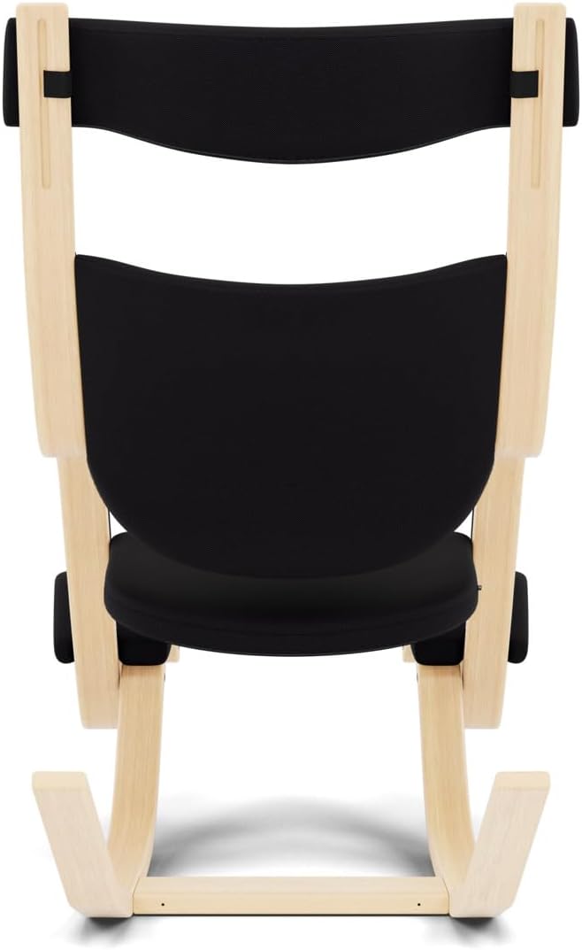 Varier Gravity Balans Recliner and Kneeling Chair Designed by Peter Opsvik, Relax Into Weightlessness, 10-Year Limited Warranty, Black Revive Fabric with Natural Ash Base