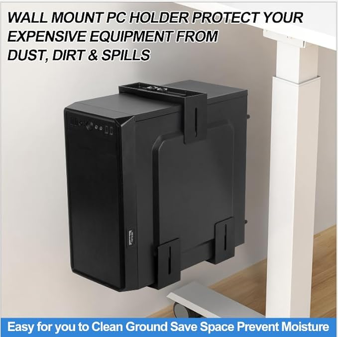 PC Wall Mount Adjustable Bracket Open Frame, Width Adjustable from 5.2" to 8.5", Thickened Steel Computer Tower Wall Mount for Full Tower, PC Holder for Home Office Computer Case CPU Holder