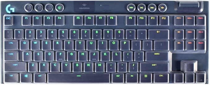 Dust-Proof Silicone Keyboard Skin Cover Compatible for Logitech G915 TKL Tenkeyless Lightspeed Wireless RGB Mechanical Gaming Keyboard, G915 TKL Keyboard Skin Accessories (Clear)