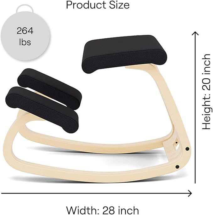 Varier Variable Natural/Black Ergonomic Office Kneeling Chair for Desk – Back Pain Relief, Rocking Seat for Home, Study & Posture Support – 10 Year Quality Guarantee