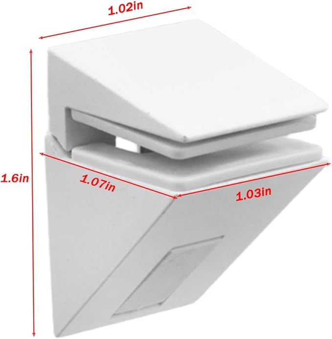 Adjustable Shelf Bracket, Zinc Alloy Wall Mount for Wood & Glass Shelves, for 0.16-0.39 Inch Thick, Floating Shelf Support, 2Pcs White, Glass Panel Holder