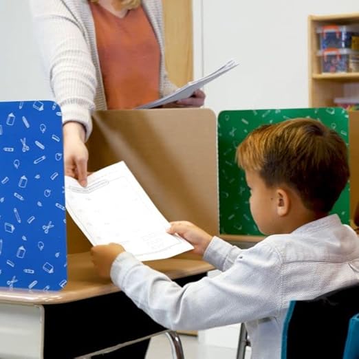 Really Good Stuff Standard Privacy Shield, 3 Colors, Set of 12, Matte Finish in Red, Green & Blue - Desk Dividers
