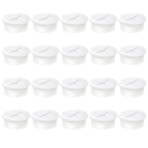 1" White Desk Grommet, JTemgle Flexible Cable Grommet Cross Rubber Cable Hole Cover Wire Organizer Caps Desktop Cord Management for Home Office TV Stands Tabletops, 20 Pieces