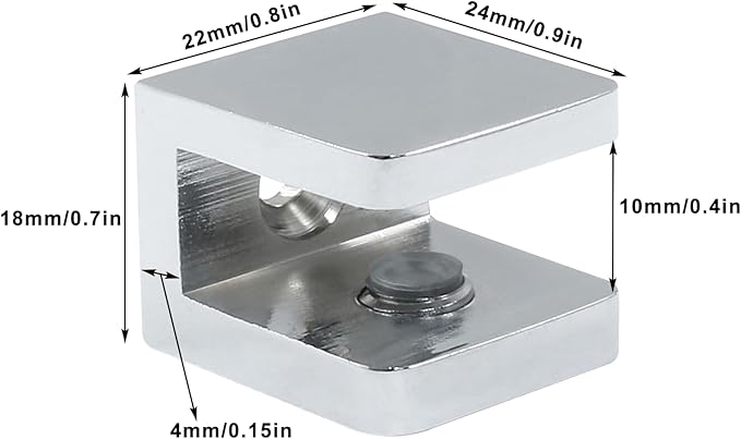 Waziaqoc 4PCS Silver Shower Glass Clamp, Glass Shelf Brackets Glass Holder Bracket Clip for Bathrooms and Showers