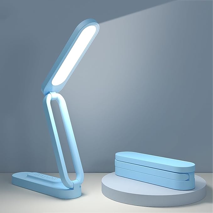 Giryuhd LED Desk Lamp for Office Home & Battery Operated Lamp Rechargeable Lamp Foldable & Portable Light, LED Desk Light Strip, 3 Brightness Dimmable Small Desk Lamp Wireless Reading Lamp
