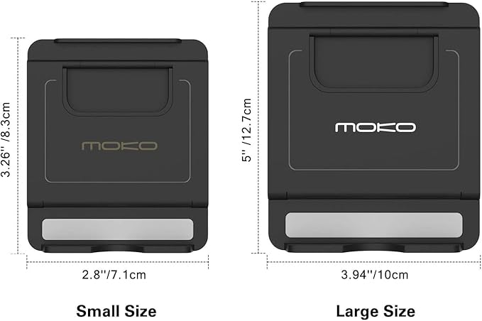 MoKo Phone/Tablet Stand, Foldable Tablet Holder Compatible with iPhone 17/17 Air/17 Pro/17 Pro Max, iPhone 16/Pro/Pro Max/Plus, iPhone 15/Pro/Pro Max/Plus, iPhone 14/Pro/Pro Max/Plus, Black