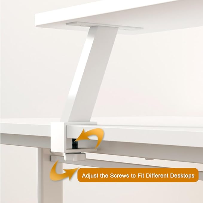 Clamp on Desk Shelf, Desktop Extender Klemmbares Schreibtisch Organizer Regal Adjustable Floating Desks Shelf for Office, Dorm, Home Desk Organization (White-with Reading Stand, 31.5x7.8in/80x20cm)