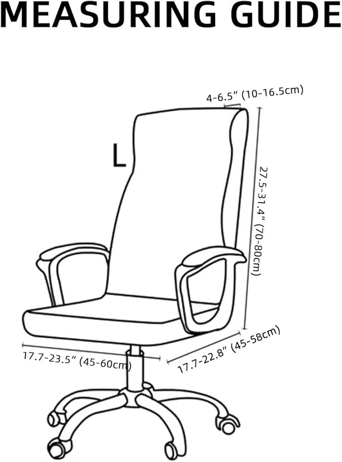 Stretch Office Chair Cover with Zipper Printed Computer Chair Cover for Armrest Chair Universal Removable Spandex Rotating Boss Chair Slipcovers Soft Desk Chair Seat Protector for Dogs, Cats (L, 27)