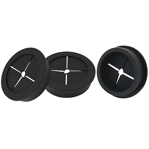 4 Pcs 1-3/4 Inch (45mm) Cable Grommet, Flexible Rubber Wire Hole Cover Pass Through for Office Computer Desk, Cabinet & Furniture Wire Organizer, Black