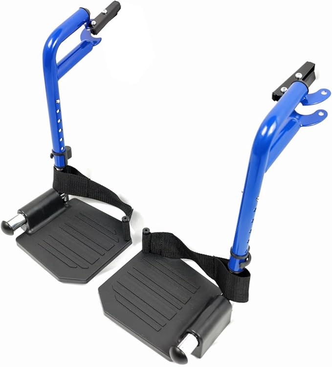 Blue Streak Wheelchair footrest Replacement,Economy Footrest for Wheelchairs and Transport Chair, Composite Footplates and Heel Loops,Universal Swing-Away Footrests, T93, PH-SF(1 Pr, Blue)