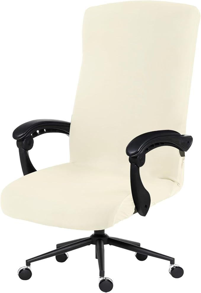 DIVA EN CAMINO DEC Universal Office Chair Cover with Zipper, Stretch Slipcover for Home Office Desk or Boss Chair, Cream