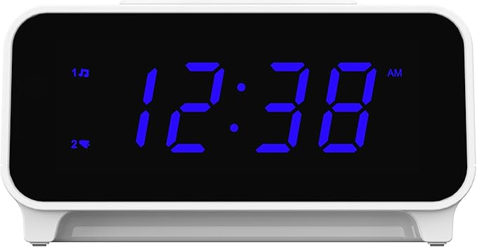 Emerson CKS1500 SmartSet Dual Alarm Clock Radio with AM/FM, 0.9” Blue LED Display, 4-Level Dimmer, Blue Accent Light, Sleep Timer & Auto Time Setting