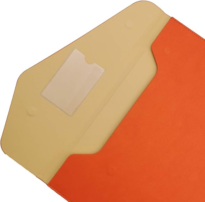 PU Leather A4 File Folder Document Holder Waterproof Portfolio Envelope Folder Case with Invisible Magnetic Closure Orange