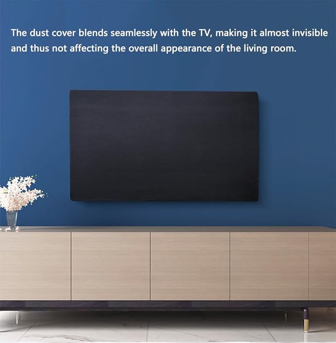 Indoor TV dust cover, elastic fabric with adjustable size, Suitable for most brands of 66-75 inch flat or curved TVs (Black, 66 - 75 inches)