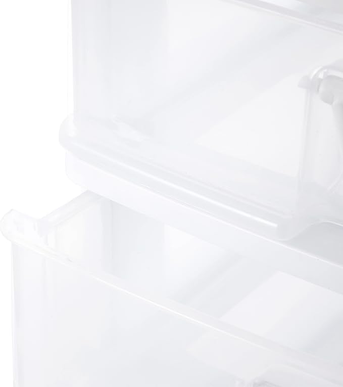 Gracious Living 2 Drawer Desktop & Countertop Organizer with Flip Top Lid for Office Supplies and School Supplies, White/Clear (2 Pack)