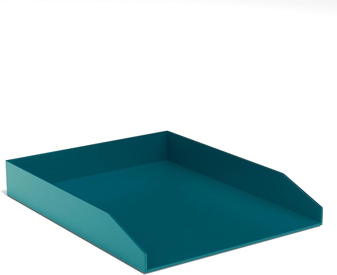 TRU RED Front‑Load Stackable Plastic Letter Tray, Teal – Desktop Paper Organizer for Office Files & Documents