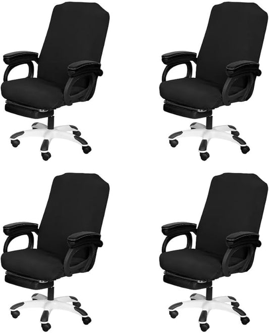 SARAFLORA 4 Pack Office Chair Cover, Stretchable Desk Chair Cover Removable Computer Chair Cover for Office Chair with Zipper Universal Spandex Rotating Chair Cover Anti-dust Chair Slipcover,Black