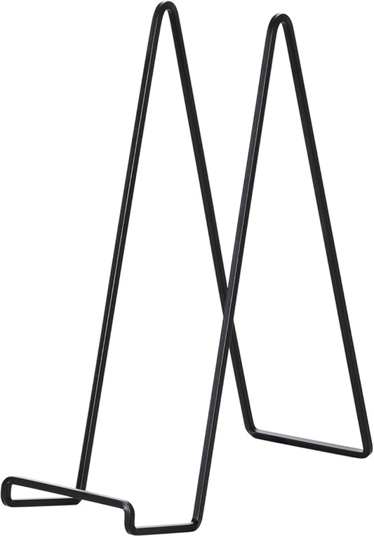 Large Plate Holder Display Stand - 12 inch Super Tall Big Plate Stands for Heavy Duty Display - Metal Picture Frame Stand - Tabletop Easel Stand for Decorative Platter | Plaque | Book - 2 Pack - Black