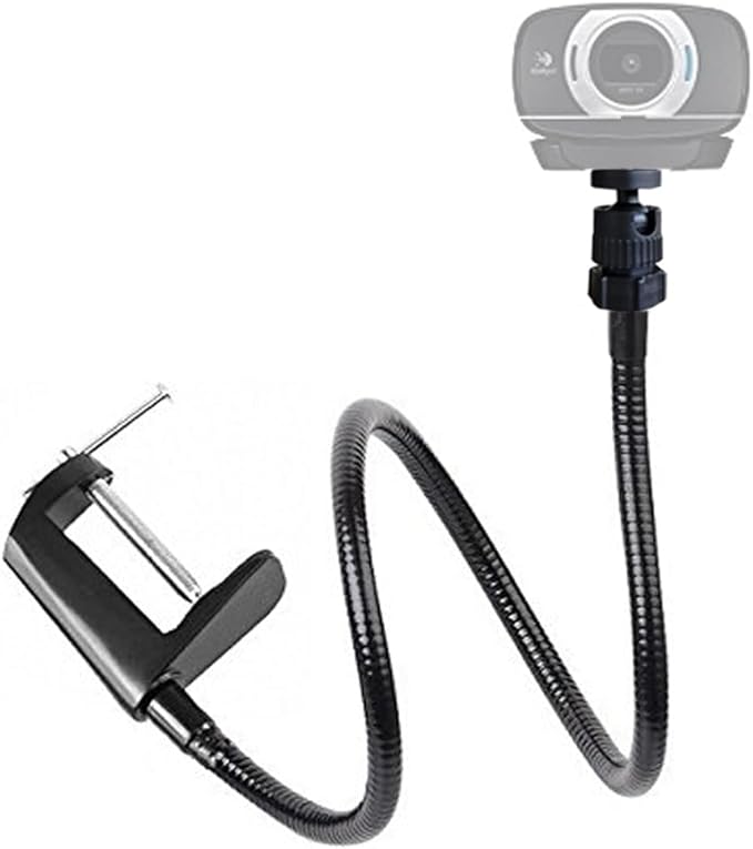 Webcam Stand Holder 27" Adjustable Gooseneck Desktop Camera Desk Clamp Mount for Logitech Webcam C925X, C922, C930e, C930, C920, C615, Etc. (1/4" Threaded)