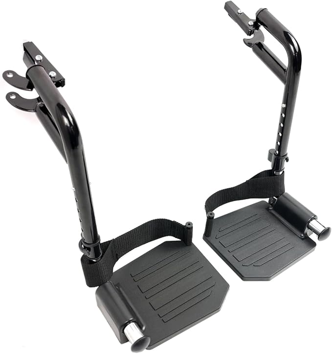 Economy Footrest for Standard Wheelchairs and Transport Chair, Composite Footplates And Heel Loops,Universal Swing-Away Footrests, wheelchair replace parts.Same function as T93HEP, PH-SF.(1 Pr, Black)