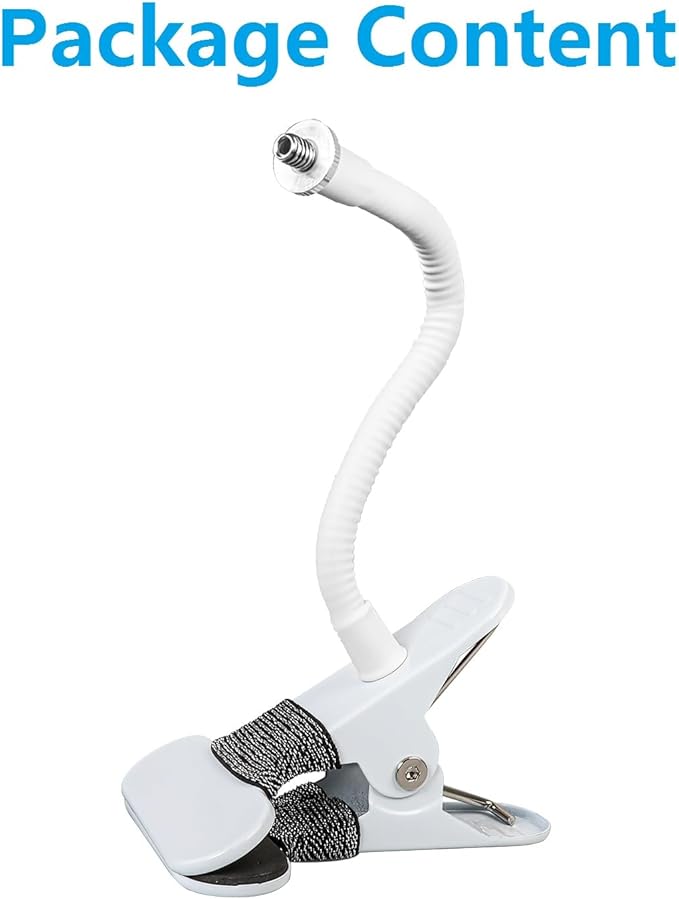 Adjustable Gooseneck Clamp Mount for eufy Cameras, Mounting Bracket Compatible with Arlo Pro 5S/Pro 4/Pro 3/Pro 2/Essential and More 1/4'' Camera(No Drill,White, 1 Pack)