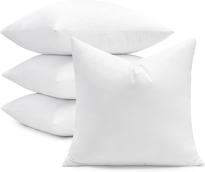 puredown® 16x16 Feather Down Pillow Inserts, 4 Pack Throw Pillow Inserts for Couch, Chairs, Office, Apartments