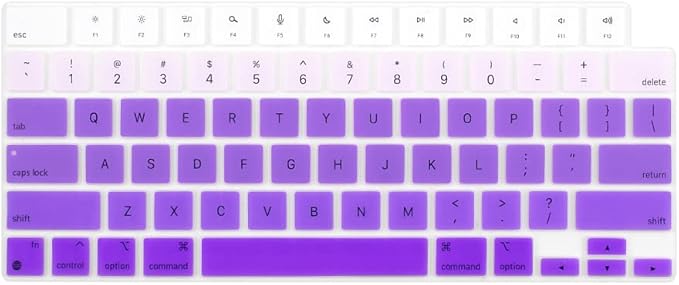 ProElife Keyboard Cover Skin for MacBook Air 13.6 15 inch 2024 2023 2022 M3 M2 Chip A2681 A2941, Ultra Thin Keyboard Protector U.S Enter for 2024-2022 Air 13.6'' 15'' M3 M2 Accessory (Ombre Purple)