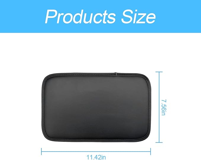 8sanlione Leather Center Console Cushion Pad, 11.4"x7.4" Waterproof Armrest Seat Box Cover Fit for Most Cars, Vehicles, SUVs, Comfort, Car Interior Protection Accessories (Black/Skin)