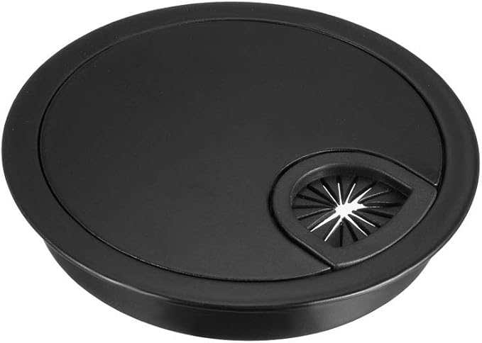 uxcell Cable Hole Cover, 3.1Inch/80mm Zinc Alloy Desk Wire Cord Cable Grommets Hole Cover for Office PC Desk Cable Cord Organizer, Black