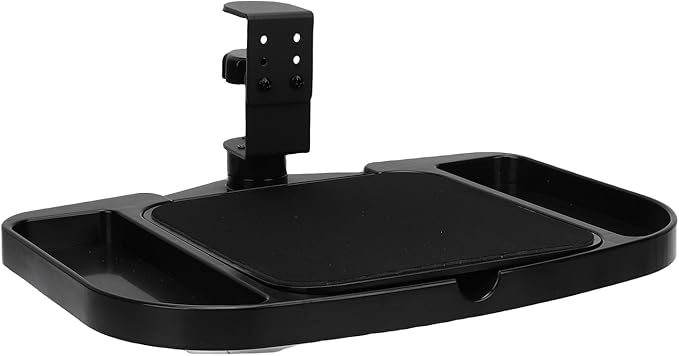 Clamp on Platform, Adjustable Under Desk Rotating Tray, Ergonomic Desk Extender with Multifunctional Storage Box for Office and Gaming Use