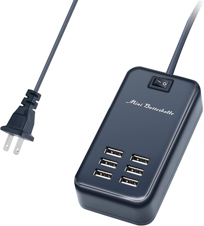 USB Charger Station, 6 Port Desktop Charging Station for Multiple Devices, Wall Power Strip with Switch