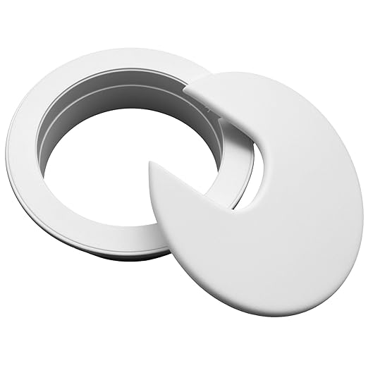 2Pcs 2 Inch Desk Grommet ABS Plastic Desk Hole Cover U-Shaped Desk Wire Hole Insert, 2Inch White Cable Hole Cover for Office Home School/Computer Desk