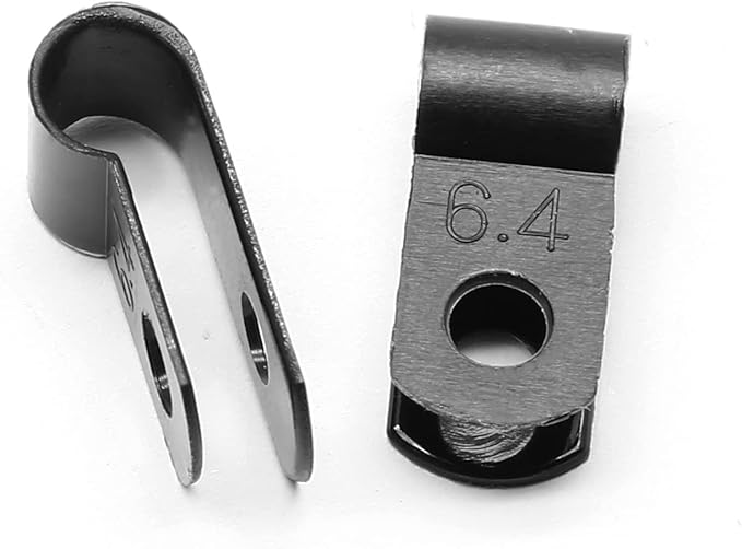60pcs 1/4 Inch Nylon Cable Clamps, R-Type Wire Cable Clips with M4 Screws, Screw Mounting Cord Fastener Wire Conduit Clamp for Wire Management (Black)