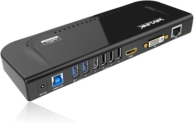 WAVLINK USB 3.0 and USB C Universal Docking Station Dual Video Monitor Display DVI HDMI VGA Gigabit Ethernet, Audio, 6 USB Ports for MacBook M1-M5/Neo & Windows