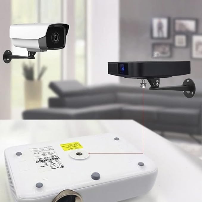 Drsn Mini Projector Wall Mount Bracket, Universal 360° Rotation, 7.8in Adjustable Arm, for CCTV Security Camera, Webcam, Small Projector (Black, 11 lbs)