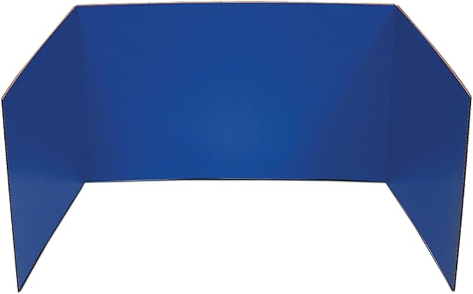 Flipside Products 12”x 48” Blue Study Carrel, Privacy Boards, Student Privacy and Focus Booth for The Classroom, Desk Divider Cubby for Tests, Made in USA - 24 Pack