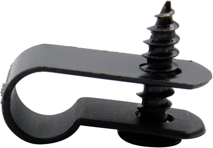 Antrader Cable Clips for Cable Management Cord Organizer,Nylon Plastic R-Type Wire Clips with Screws,1/4" Clamps Fasteners,Black,200Pcs
