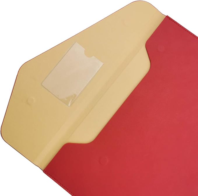 PU Leather A4 File Folder Document Holder Waterproof Portfolio Envelope Folder Case with Invisible Magnetic Closure Red